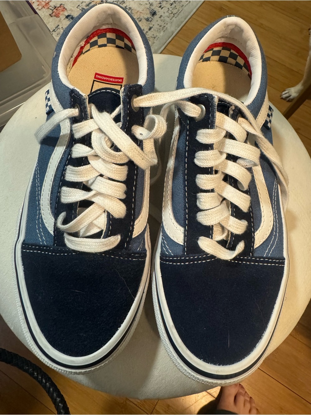Vans Old Skool Lace-Up Sneakers in Navy/White